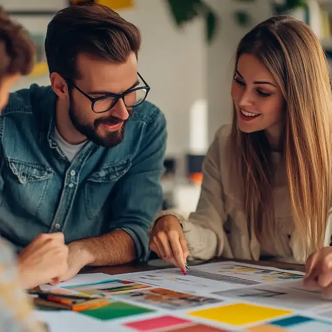 Equipe Fox Creative especializada em design gráfico e desenvolvimento web