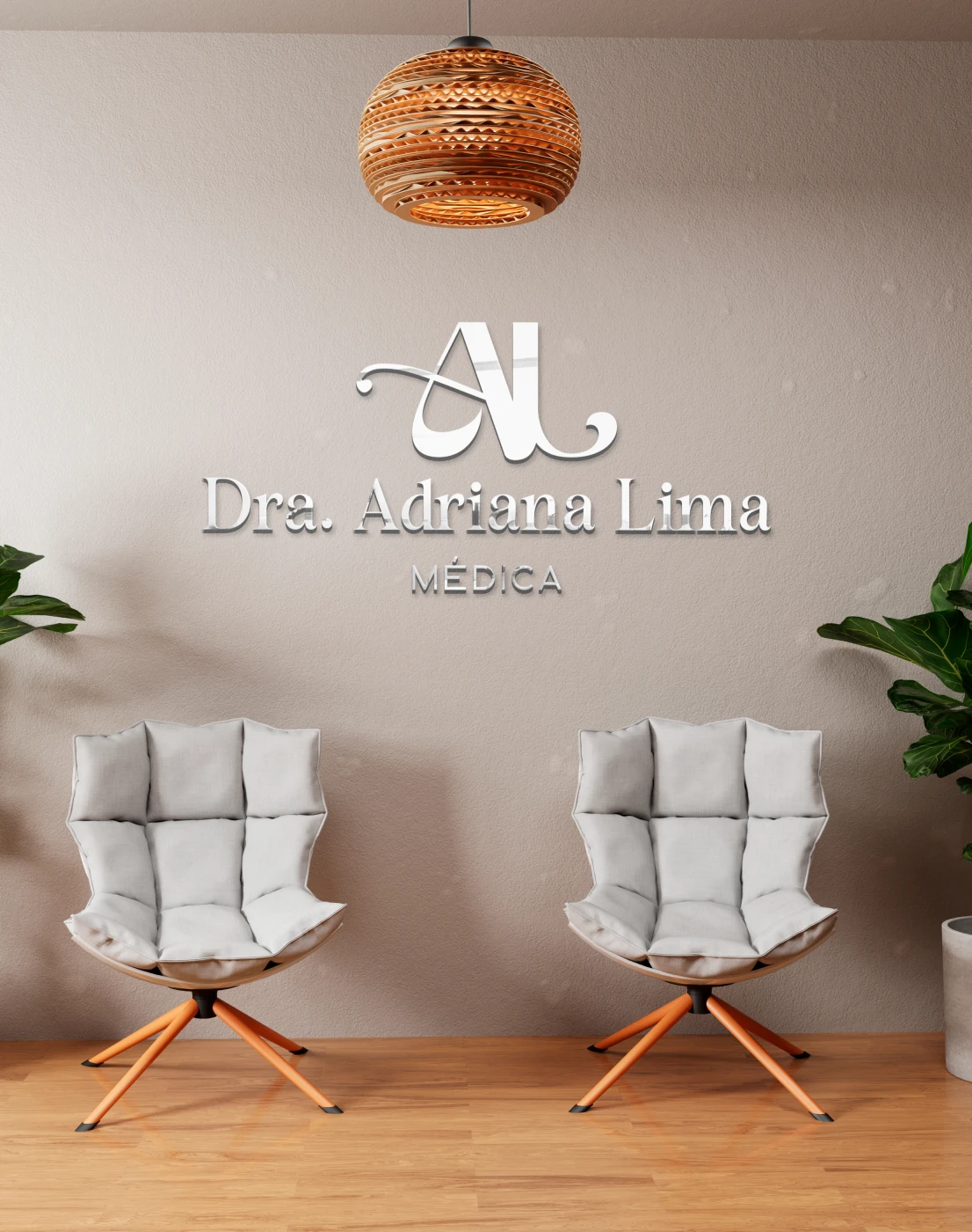 Logotipo elegante para médica Dra. Adriana Lima com monograma AL em tons de rose e marrom.