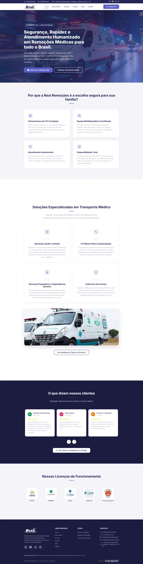 Site para Remoções Médicas: Credibilidade e Conversão 24h